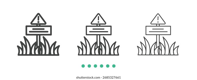 Warning board icon. Thin line icon vector