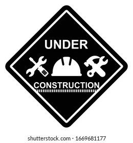 Warning board under construction icon design. Board under construction icon in modern silhouette style design. Vector illustration.