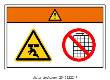 Advertência Força de esmagamento do corpo de acima não remova o sinal de símbolo de guarda, ilustração de vetor, isolar no fundo branco etiqueta .EPS10