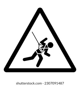 Warning Body Harness And Lifeline Required Symbol Sign, Vector Illustration, Isolate On White Background Label. EPS10