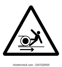 Cuerpo de advertencia en el signo de símbolo de los rodillos, Ilustración de vectores, aislamiento en la etiqueta de fondo blanco .EPS10