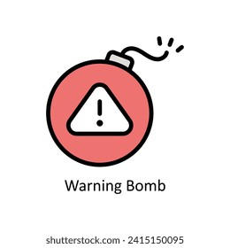 Aviso Vector de bomba Ilustración del estilo de icono Esquema relleno. Archivo EPS 10