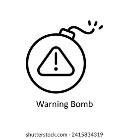 Warning Bomb vector  outline icon style illustration. EPS 10 File