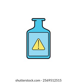 Warning Bottle Graphic With Caution Symbol Icon vector illustration.