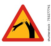 Warning! Broken branch. Damaged trees sign. Vector illustration.