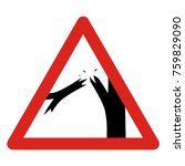 Warning! Broken branch. Damaged trees sign. Vector illustration.