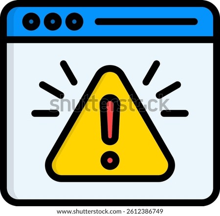 Warning Browser Icon Lineal Color Vector Illustration