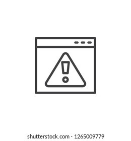 Warning Browser outline icon. linear style sign for mobile concept and web design. Alert browser website window simple line vector icon. Symbol, logo illustration. Pixel perfect vector graphics