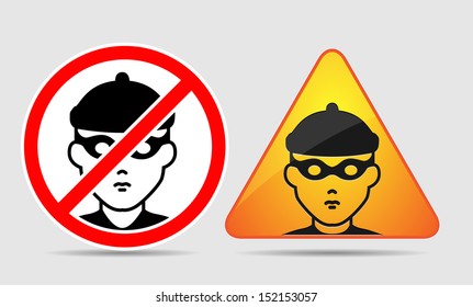 Warning - burglar, theft and bandit icon 