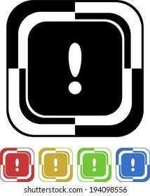 Warning button mosaic square retro colors