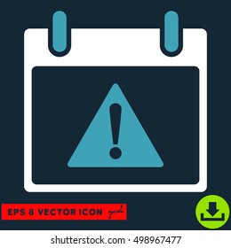 Warning Calendar Day icon. Vector EPS illustration style is flat iconic bicolor symbol, blue and white colors.