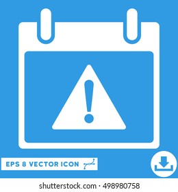 Warning Calendar Day icon. Vector EPS illustration style is flat iconic symbol, white color.