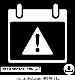 Warning Calendar Day icon. Vector EPS illustration style is flat iconic symbol, white color.