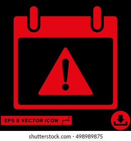 Warning Calendar Day icon. Vector EPS illustration style is flat iconic symbol, red color.