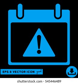 Warning Calendar Day icon. Vector EPS illustration style is flat iconic symbol, blue color.
