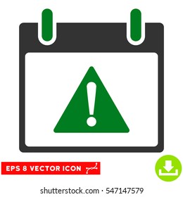 Warning Calendar Day icon. Vector EPS illustration style is flat iconic bicolor symbol, green and gray colors.