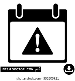 Warning Calendar Day icon. Vector EPS illustration style is flat iconic symbol, black color.