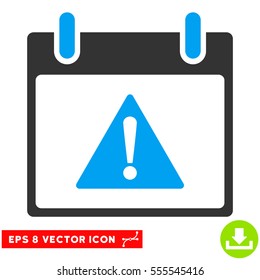 Warning Calendar Day icon. Vector EPS illustration style is flat iconic bicolor symbol, blue and gray colors.