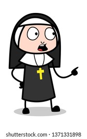 Warning - Cartoon Nun Lady Vector Illustration﻿