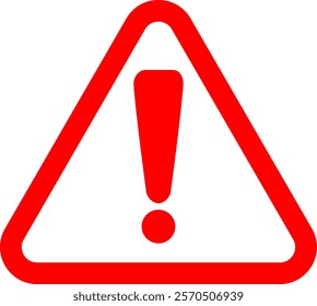 Warning caution alert attention icon. Exclamation mark symbol. Hazard triangle sign isolated on white background, vector illustration