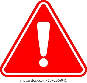 Warning caution alert attention icon. Exclamation mark symbol. Hazard triangle sign isolated on white background, vector illustration