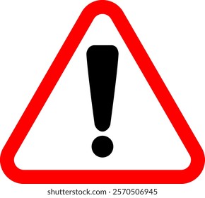 Warning caution alert attention icon. Exclamation mark symbol. Hazard triangle sign isolated on white background, vector illustration