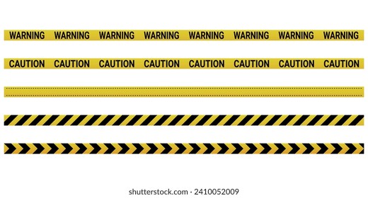 Warning, caution, attention ribbon tape set vector.