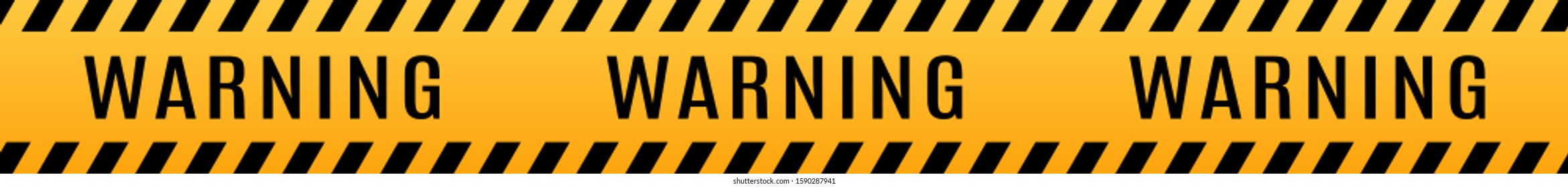 Warning caution to attract attention. Black and yellow stripped line. Banner with diagonal stripes. Warning border. Caution tape. Seamless stripe border. Vector template barrier potential danger