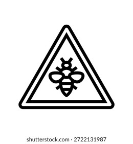 Warnung Vorsicht Bienen Linie Symbol Vektor. Warnhinweis Bienen Zeichen. isoliertes Kontursymbol, schwarze Illustration