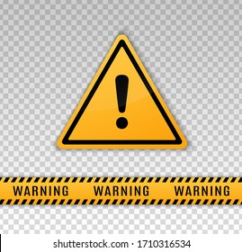 Warning caution board to attract attention. Triangle frame. Alert icon. Danger sign. Exclamation mark. Precaution message on banner. Concept caution dangerous areas. Vector text danger. Clipart hazard