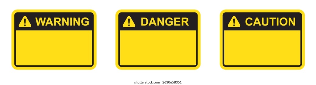 Warning caution. Danger label sign text space area icon, vector illustration