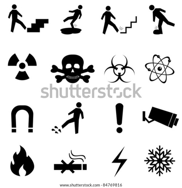 Warning Caution Danger Signs Icon Set Stock Vector (Royalty Free) 84769816