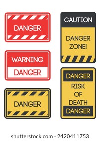 Warning, caution and dangerous area alert attention isolated vector signs and plates.