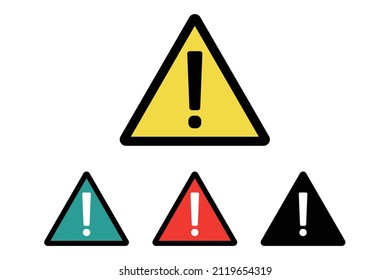 Warning and caution icons. Exclamation mark set. Vectors.