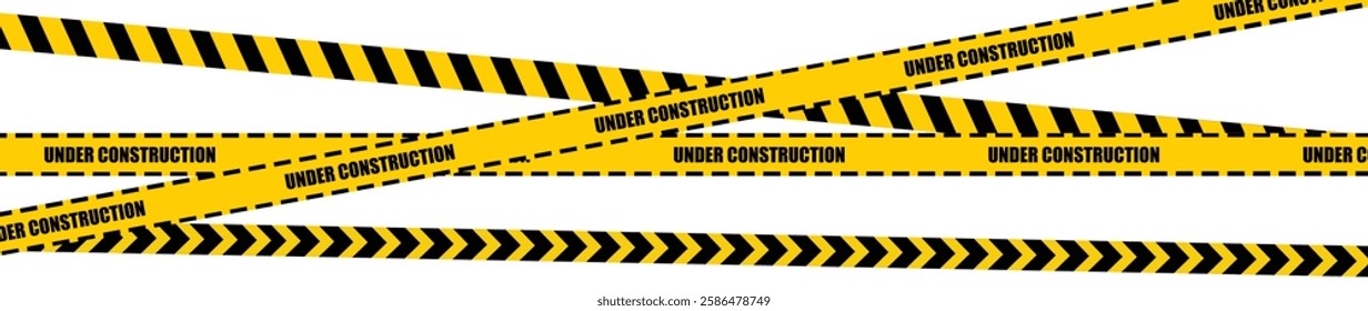 Warning caution sign with black and yellow stripes in a seamless pattern. Ideal for hazard markings, construction zones, and safety barriers. Includes vector brushes for customization.