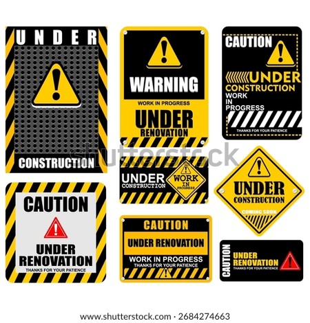 Warning, caution, sign and board, under construction