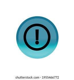 Warning caution sign button icon. blue round button. Editable stroke. Simple illustration mobile concept, web design, application, UI. Design template vector