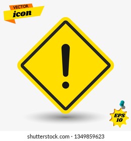 Warning caution sign. Danger symbol flat design. Vector illustration.