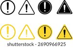 Warning caution sign icon set. danger Exclamation mark signs. exclamatory symbol. Danger triangle icon symbol