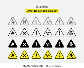Aviso: ícone de sinal de cuidado definido