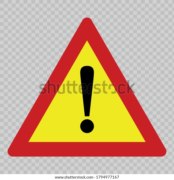 Warning Caution Sign Isolated On Transparent
Background. Vector
Illustration