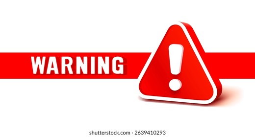 Warning caution sign, problem message mark, danger icon 3d. Vector illustration 
