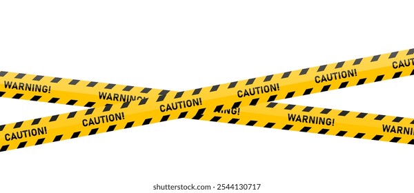 Warning caution tape background. Road, sign, worksite, hazard area, sign for road, caution ribbon banner for construction. Vector illustration on transparent PNG background.