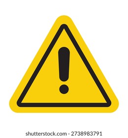 Warning caution triangle sign icon with exclamation mark isolated on transparent background.