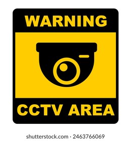 advertencia CCTV área 24 horas ilustración cartel imprimible para pegar con fondo amarillo negro. área restringida. cámara de vigilancia 24 horas