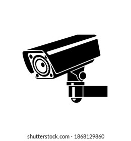 Warning CCTV Black Icon, Vector Illustration, Isolate On White Background Label. EPS10