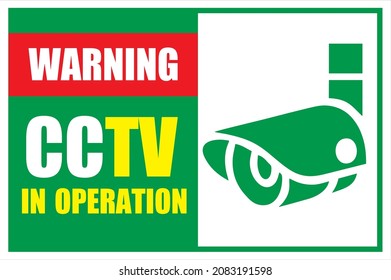 Aviso sobre el vector del signo verde CCTV 