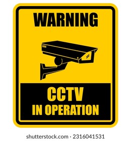Warning, CCTV in operation, sign vector