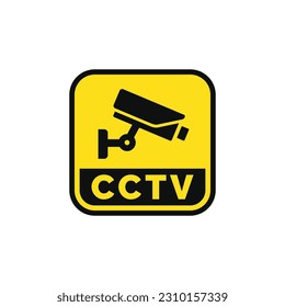 Warning CCTV surveillance sticker icon isolated on white background