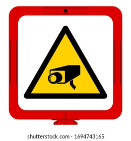 Vorwarnung des CCTV-Symbolzeichens, Vektorillustration-Illustration, einzeln auf weißem Hintergrund - Etikett .EPS10